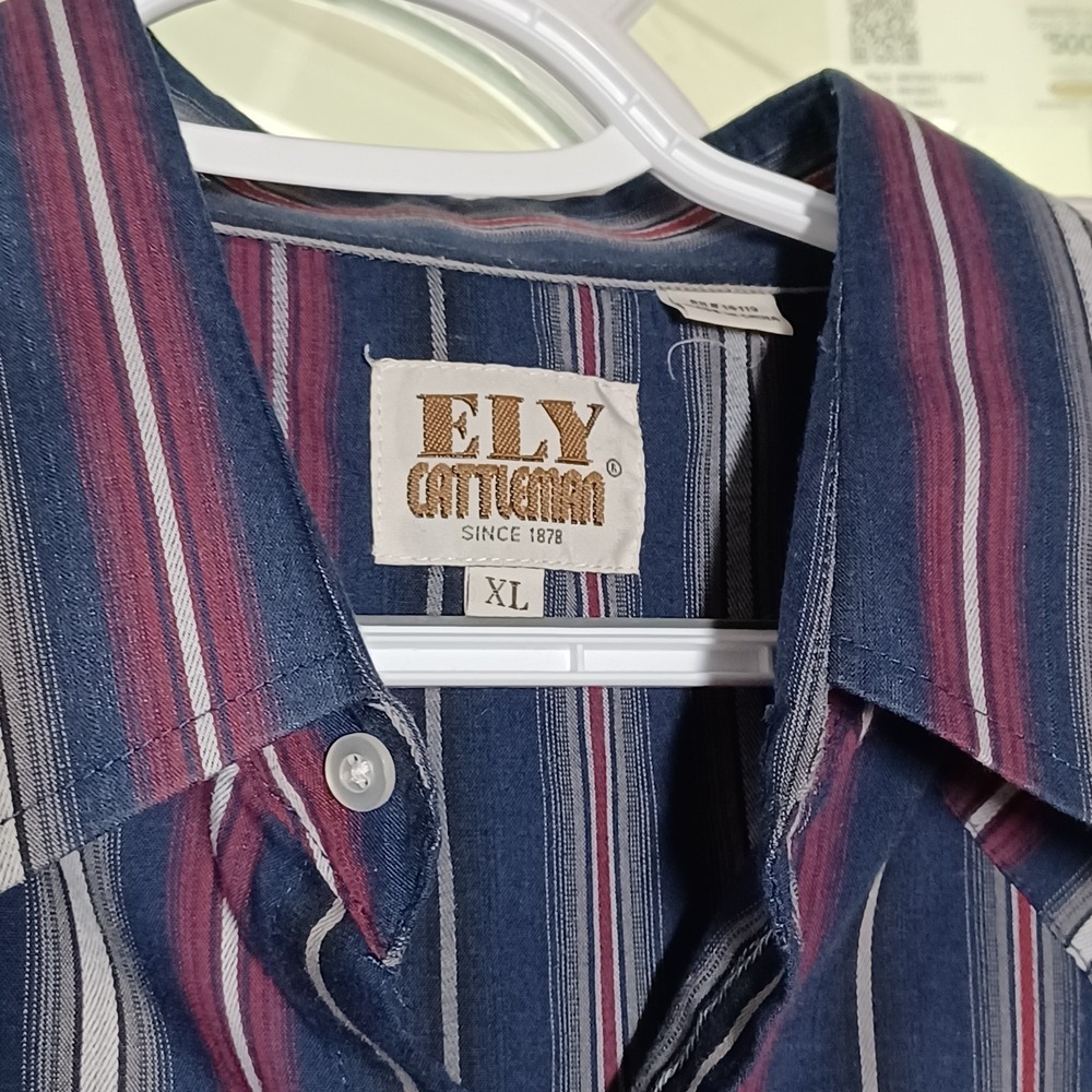 Ely Cattleman Men's Navy Western Plaid Pearl Snap Cowboy Shirt Size XL - Picture 2 of 10